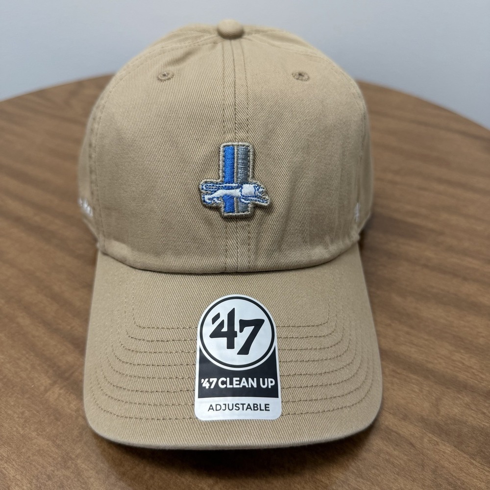 '47 Detroit Lions Micro patch Khaki Clean Up Adjustable Strapback Hat Cap NFL
